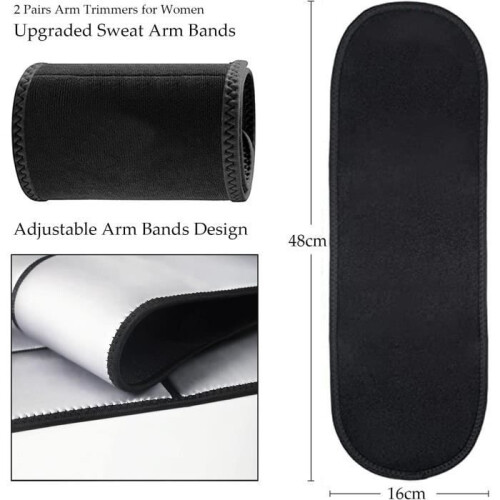 Adjustable Sweating Arm Bands for Slimming, Black, Breathable and Comfortable Fit 2
