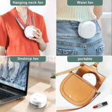 Ventilador portátil de pescoço com cordão, ventilador pessoal recarregável via USB, mini ventilador ajustável para uso externo com as mãos l