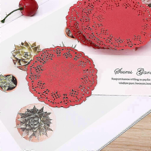 (Red) 25-26 100 τεμάχια δαντελένια χάρτινα σεμιτάκια, σουπλά, συσκευ 1