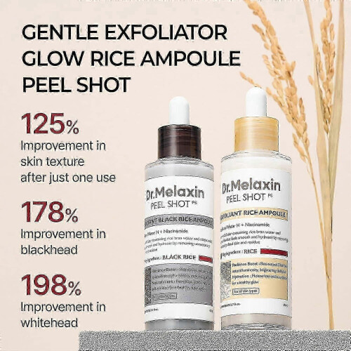 (2pcs) 2 τεμάχια Dr.Melaxin PEEL SHOT GLOW ΑΜΠΟΥΛΕΣ ΑΠΟΛΕΠΙΣΗΣ ΡΥΖΙΟΥ (ΛΕΥΚΟ ΡΥΖΙ/ΜΑΥΡΟ ΡΥΖΙ) 2025 1