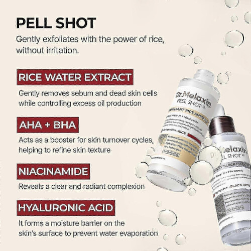 (2pcs) 2 τεμάχια Dr.Melaxin PEEL SHOT GLOW ΑΜΠΟΥΛΕΣ ΑΠΟΛΕΠΙΣΗΣ ΡΥΖΙΟΥ (ΛΕΥΚΟ ΡΥΖΙ/ΜΑΥΡΟ ΡΥΖΙ) 2025 2