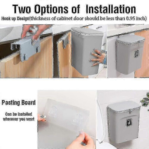 (7L, Grey) Trash Can for IKEA Kitchen High Capacity Wall Mounted Hanging Bin 2