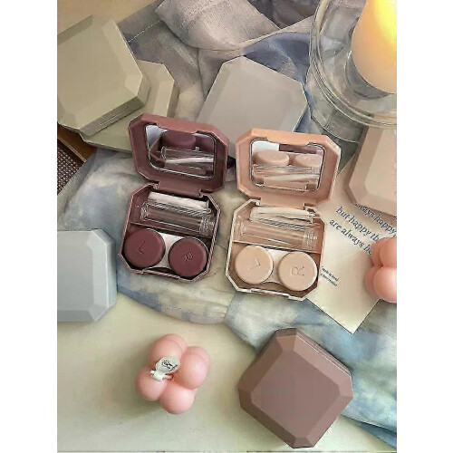 (Caramel) Κουτί φακών επαφής χρώματος καραμέλας, μονόχρωμη θήκη φ 2