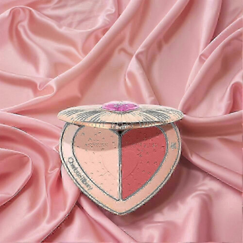 (PEACH) Παλέτα ρουζ Dual Heart 2 σε 1 με φυσικό ντεγκραντέ χρώμα για τ 2