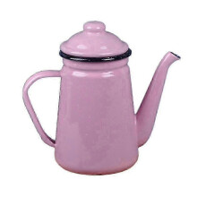 (Pink) Emaille koffiepot 1,1 liter, duurzame, dikke waterkoker, water- en melkverwarmer, theepot voor op het fornuis, waterkoker voor