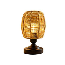 Paper Rope Lampshade Table Lamps USB Rechargeable Charging Stepless Lamps for Patio Living Room Bedroom