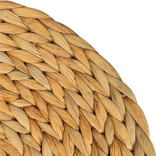 3 Pack Natural Braided Round Placemats, Heat Handmade Straw Weave No-Slip Mats