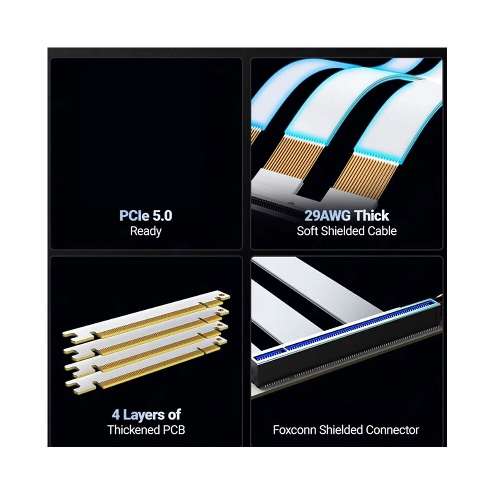 Pcie 5.0 X16 Riser Cable Compatible With Pcie 5.0 Gpu 90 Degree Slot Gpu Extension For Rtx 5090 20Cm 4712893806848
