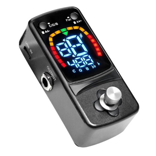 Gitarrstämningspedal True Bypass Single Effect Tuner Pedal med Färgdisplay för Elgitarr Kromatisk Pedalbräda