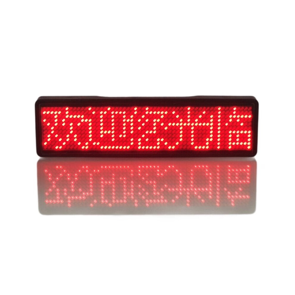 Led Display Breastpiece Diy Scrolling Message Led Name Tag Badge Rechargeable Five Characters Red 6033509239750