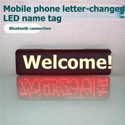 LED  Display Breastpiece DIY Scrolling Message LED Name Tag Badge Rechargeable  Five Characters White