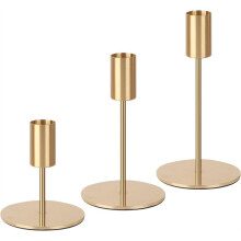 Ensemble de 3 Bougeoirs Dorés pour Bougies Coniques, Bougeoirs Décoratifs Vintage, pour Anniversaires, Mariages et Autres Occasions Spéciales.