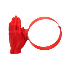 Lustiger Handförmiger Sonnenhut, Leerer Zylinder, Unisex, Handshake-Sonnenschutz-Visierkappe für Strand, Festivals, Party, Rot