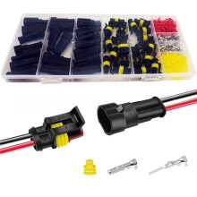 Caixa de Conectores Automotivos com 320 Peças - Conector de Chicote Elétrico para Lâmpada Xenon HID - Conector Automotivo Impermeável de 2 Pinos