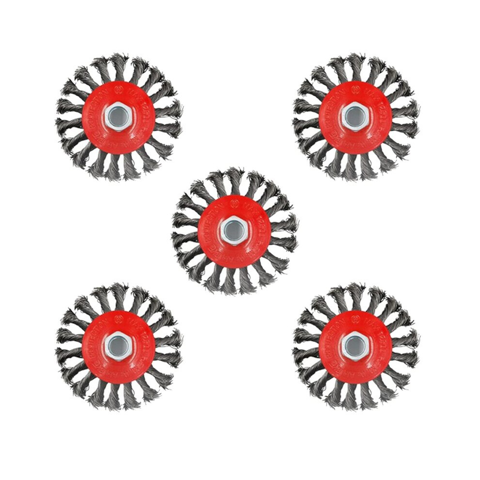 4 Inch Wire Wheels for Angle Grinder, Twist Knotted Carbon Steel Wire Wheel with 5/8" Threaded Arbor for Rust Removal-image-OPC-PVRFQ5N-NEW