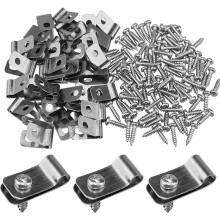 200PCS Fence Wire Clamps Agricultural Fencing Mounting Clips 304 Stainless Steel Wire Clips Screws Vinyl Fence Clips