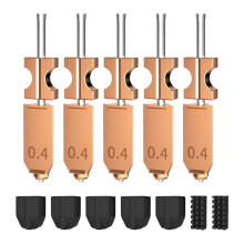 Upgraded 0.4MM Hotend Kit for Flashforge AD5X, 5PCS 0.4mm Integrated Nozzle W/ 5xSilicone Cover and 2 X Nozzle Brush