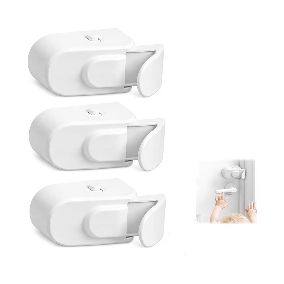 Snap  Child Proof Door Latches for Bedrooms, Portable No Drill Door Lock for Baby, Toddler & Pet Safety (3Pcs)