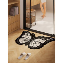 Tapis de  de Salle de Bain Papillon Noir, Absorbant L'Eau, Antidérapant, en Terre de Diatomées de Qualité Supérieure.