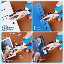 2 Pcs Hole Punch Set, About 1/4" and 1/8" Sizes with Comfort Grip for Office, Home, and Classroom