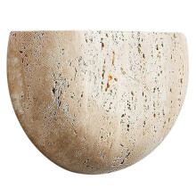Modern Marble Yellow Travertine Wall Lamp Semi Circle Natural Stone Shade Wall Light Art Lighting Fixture for Farmhouse
