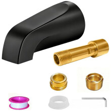Bathtub Spout Without Diverter,All Metal,5.3 Inch Tub Spout,Fits 1/2" Copper Slip- and 1/2" or 3/4" IPS Threaded Pipes