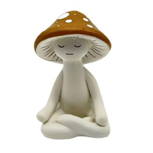 1 Pc Meditation Mushroom Resin Statue, Cute Yoga Mushroom Figurine for Garden, Shelf, Desk, Home Décor