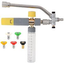 Foam Cannon with Dual Connector 5 Nozzle Tips 1/4 Inch Quick Connect Foam Cannon for Car Wash for Pressure Washer