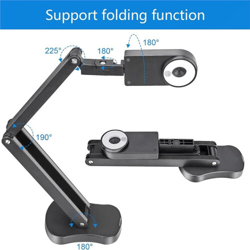 4K USB Document Camera for Teacher, 8MP Visualiser A3 with Dual Microphones, 3-Level LED Light, Image Invert, Foldable