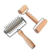 Pizza Dough Roller & Dough Docker,Dough Hole Maker Puncher Wooden Rolling Pin for Pizza,Cookie,Pie,Pastry,Bread,Crust