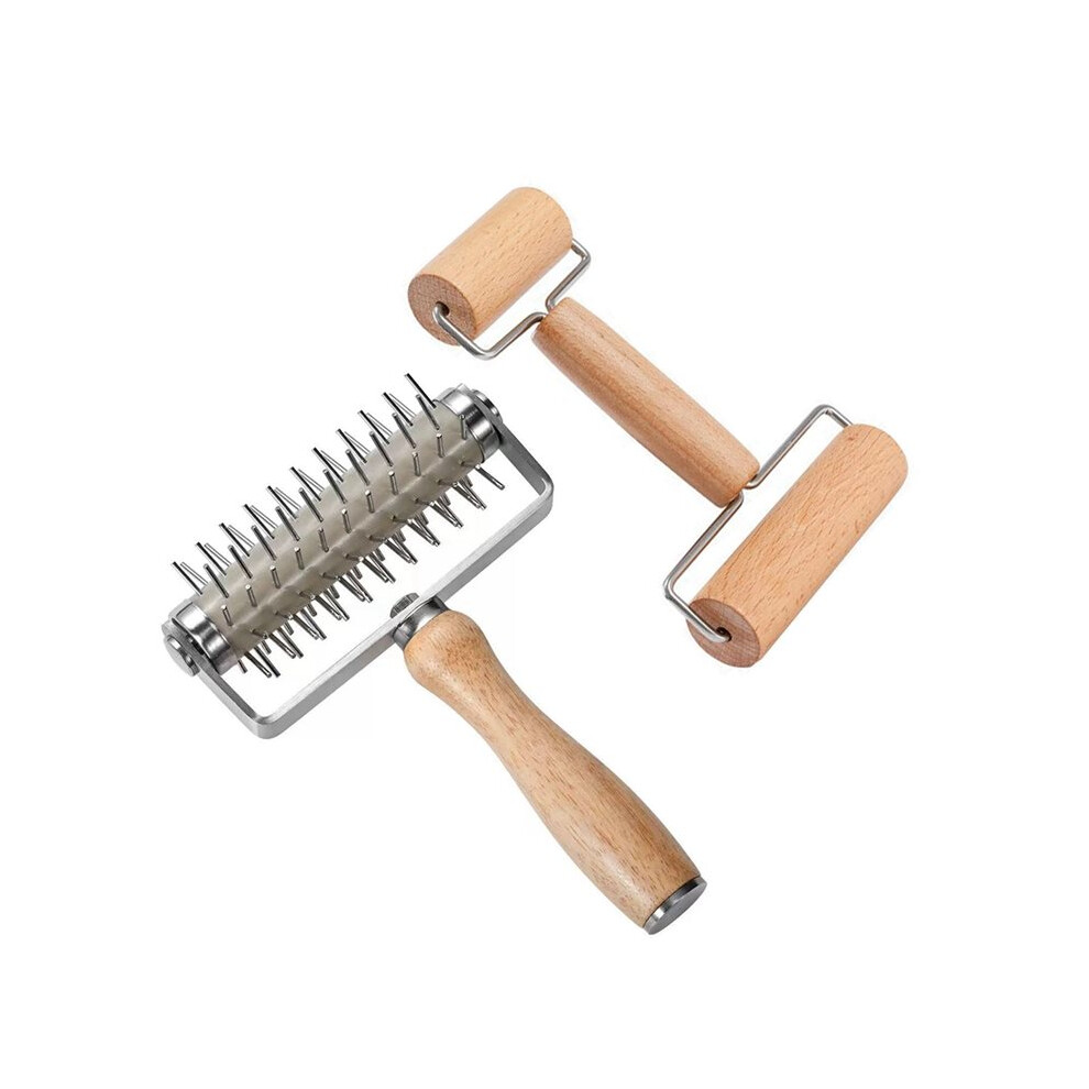 Pizza Dough Roller & Dough Docker,Dough Hole Maker Puncher Wooden Rolling Pin For Pizza,Cookie,Pie,Pastry,Bread,Crust 6031210356377