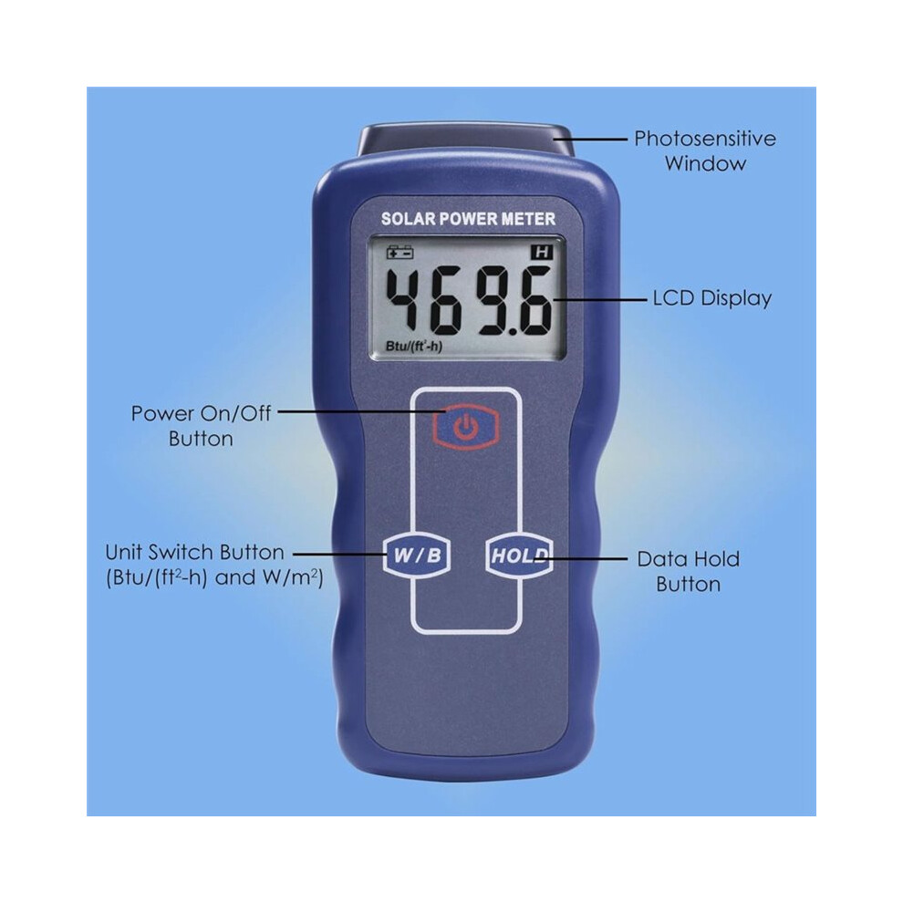 Solar Power Meter Digital Solar Meter, Solar Irradiance Meter, Solar Transmission Meter For Meteorology Sun Measurement 4711474066879