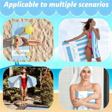 Strandtuch für die Braut, Blau-Weiß Gestreiftes Strandtuch für die Braut, Geschenk für die Brautparty, Verlobungsfeier