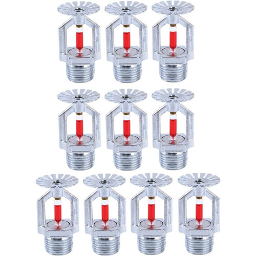 1set/10pcs Fire Sprinkler  - Copper Chrome, 1/2" NPT 155(68C) Pendent Type Spray, K80 Fast Response Automatic