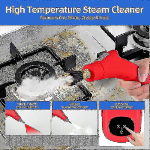 (EU Plug, Red) Πλυστικό υψηλής πίεσης 2500W ατμού για επίμονους λεκέδες 1100ml 3 bar 1