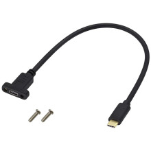 3.1 Typ-C Förlängningskabel med Panelmonteringsskruv, 0,5 M USB-C Förlängningskabel USB-C Hane Till USB C Stöder Laddning