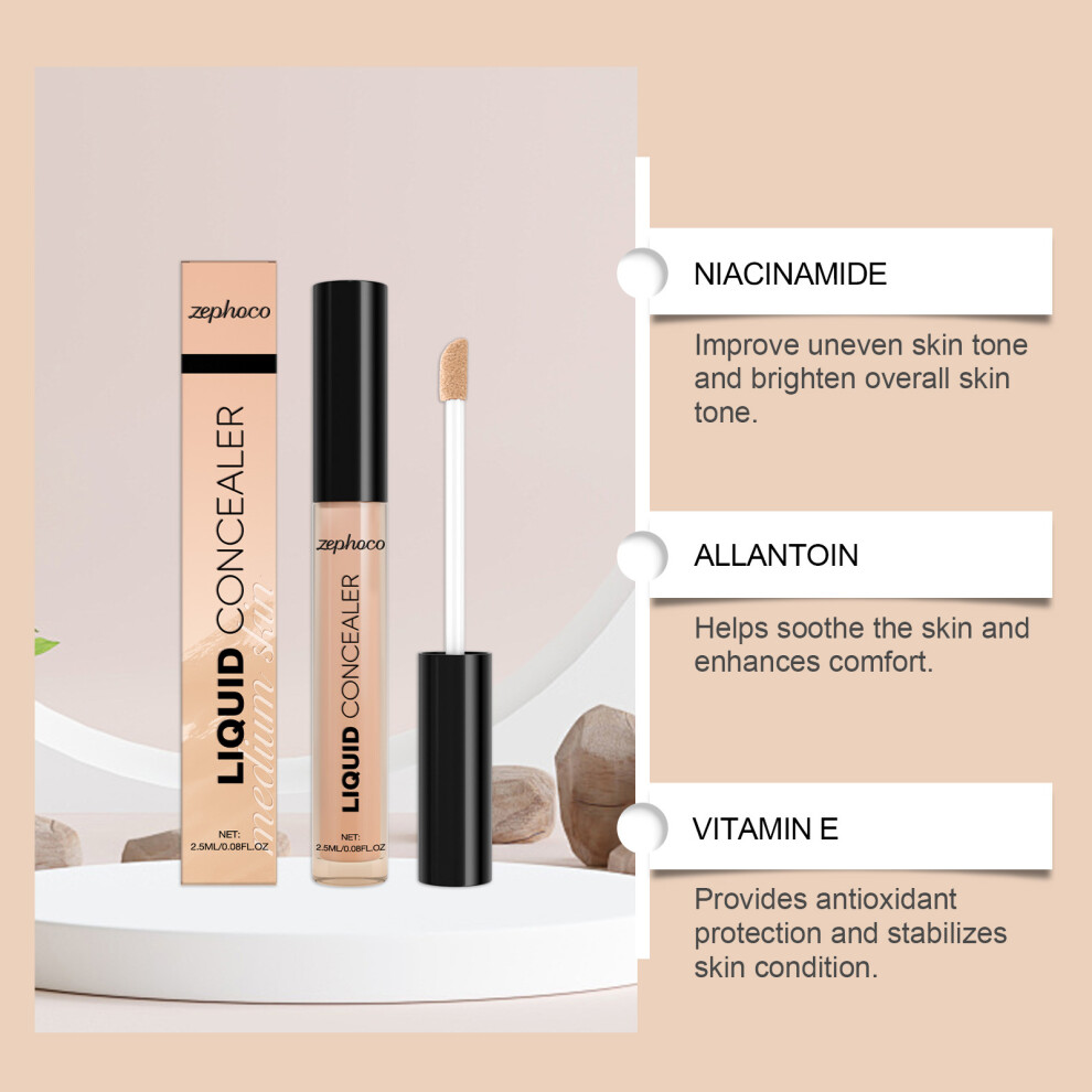 Zephoco long-lasting liquid concealer for medium skin tones to cover blemishes and natural corrector