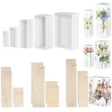 Rectangle Silicone Resin Molds for Epoxy Casting, 5 Sizes with Wooden Support, Ideal for DIY Gifts and Furniture Decor