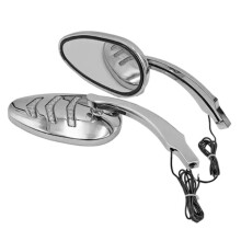 Motorcycle Rear View Mirrors Side Mirror LED Amber Turn Signal Light for Davidson Road King Dyna