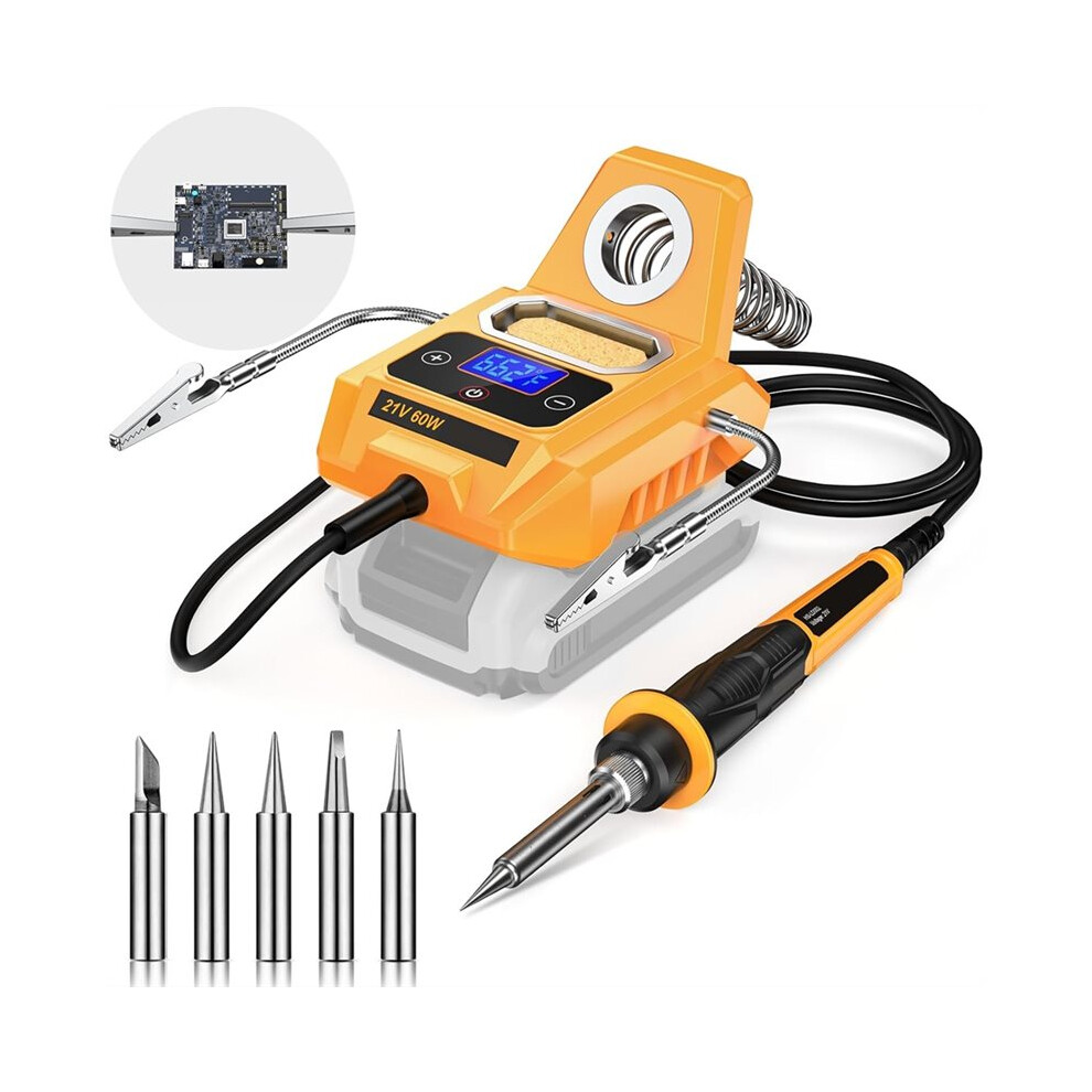 1 Pc 20V Max Battery Drain Cordless Welding Station - Electronic Digital Lcd Display Soldering Iron 6034096223467