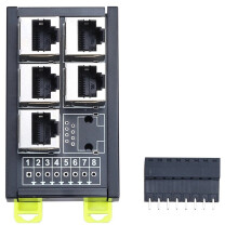 Morsettiera per Porta di Rete RJ45, Montaggio su Guida DIN, Hub A 8 Pin e 6 Fori, Convertitore di Segnale Seriale RS232 RS485 RS422
