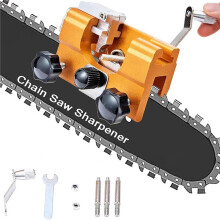 Portable Manual Chain Saw Blade Sharpener Tool Burr Grinding Stone Cleaning Brush Chainsaw Jig Kit for Woodworking