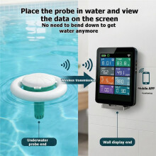 Tuya Kabelloser, Schwimmender Schwimmbadwasserqualitätstester, 8-in-1-TDS-, PH- und Temperaturmessung für Sauna und Pool, EU-Stecker