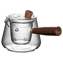 Side Wooden Handle Glass Teapot with Infuser Filter Inner Boiling Loose Leaf Tea Pot KungFu Tea Set