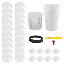Paint Sprayer Mixing GunCup Liners and Lid System for Automotive PaintGun, 20 Pack Paint Cups 20 Ounce (600ml) Kit