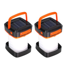 2 Wiederaufladbare Solar-Campinglaternen mit 3 Leuchtmodi, Tragbare USB-LED-Taschenlampe für Wandern, Notfälle und Outdoor-Aktivitäten A