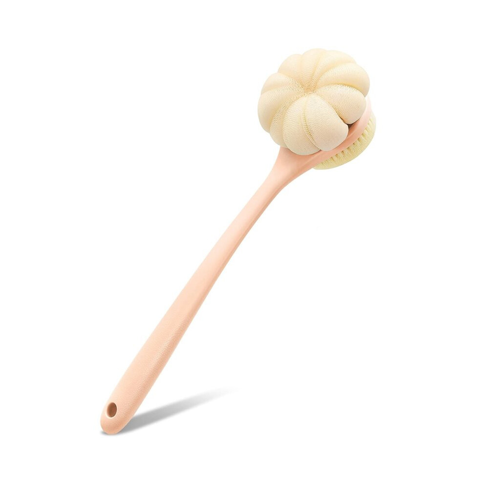 Back Scrubber for Shower with Long Handle, Double-Sided Shower Brush for Body, Loofah Back Scrubber & Bristle Bath Brush