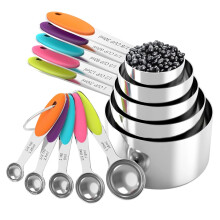 Measuring Cups and Spoons Set, Stainless Steel, Kitchen Utensils for Cooking and Baking