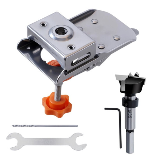 Locking Cabinet Hinge Clamp Fixture, Adjustable Punch Locator Tool for Woodworking
