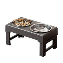 Raised Dog Bowl Elevated Pet Feeder with 3 Heights Adjustable Non-Slip Dog Water Bowl for Indoor Outdoor Home Black